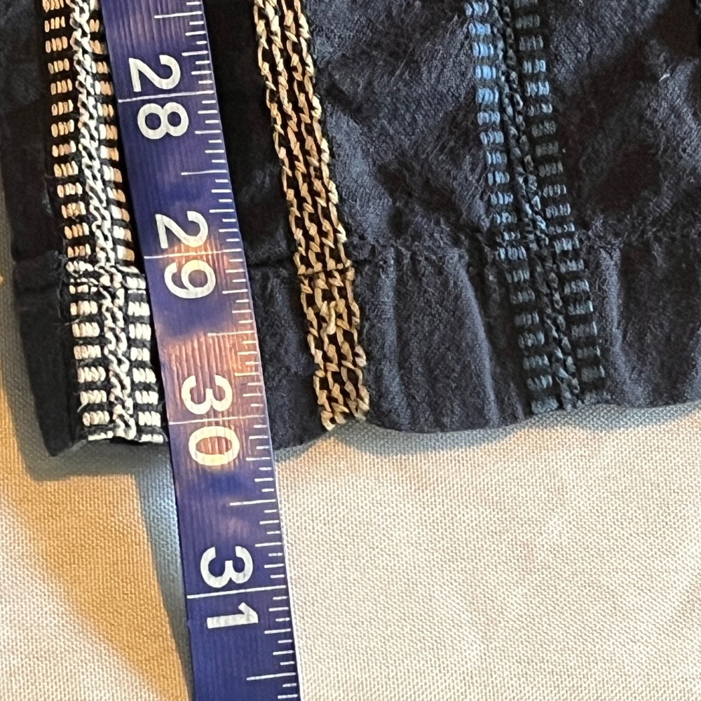 Michael Stars Womens Navy Blue Embroidered Cotton Wide Leg Smocked Pants S Boho - Picture 6 of 10